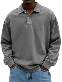Robert | Herren Langarm Polo-Sweatshirt – Grau