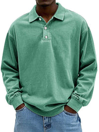 Robert | Herren Langarm Polo-Sweatshirt – Grün