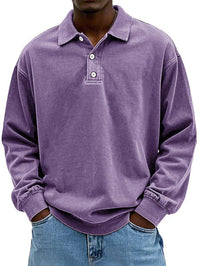 Robert | Herren Langarm Polo-Sweatshirt – Lila