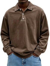 Robert | Herren Langarm Polo-Sweatshirt – Braun