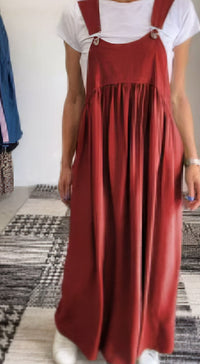 HELGA - KASUAL-KLEID MIT TRÄGERN – Rot