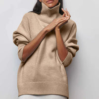 Olive | Rollkragenpullover gestrickt mit weichem Stoff – Beige