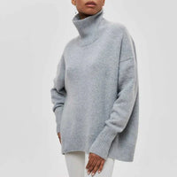 Olive | Rollkragenpullover gestrickt mit weichem Stoff – Grau