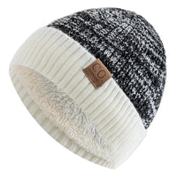 Romy | Damen Gefütterte Retro Strickmütze – Weiß