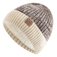 Romy | Damen Gefütterte Retro Strickmütze – Beige