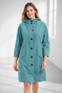Ronja | Kapuzenjacke in Midi-Länge – Türkis