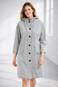 Ronja | Kapuzenjacke in Midi-Länge – Grau