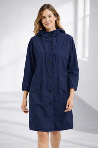 Ronja | Kapuzenjacke in Midi-Länge – Marine