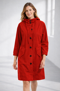 Ronja | Kapuzenjacke in Midi-Länge – Rot