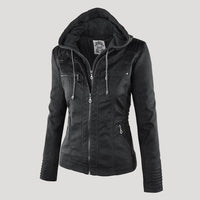 Ronja | Wetterfeste Kapuzen-Lederjacke – Schwarz