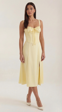 Elvira | Midikleid mit Schnürung – Gelb