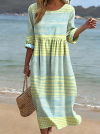Rosalie | Lässiges Freizeitkleid mit Rundhals – Kariert