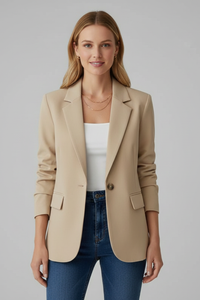 Rosemarie | Damen Taillierter Einreihiger Blazer – Beige