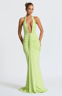 Graces - Drapiertes Jersey-Maxikleid – Grün