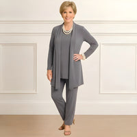 Mia | Lagenlook Cardigan Zweiteiliges Set – Hell Grau