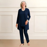 Mia | Lagenlook Cardigan Zweiteiliges Set – Blau