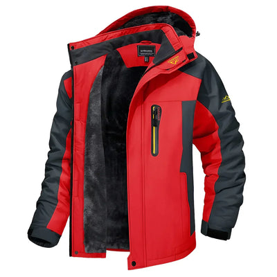 Louis | Bequeme Herren-Fleece-Winterjacke mit Kapuze und Reißverschluss in Zweifarboptik