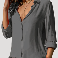 Roxana | Damen Langarm Hemdbluse mit Klassischem Kragen – Grau