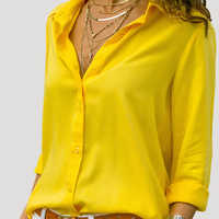 Roxana | Damen Langarm Hemdbluse mit Klassischem Kragen – Gelb