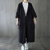 Trenchcoat Damen | Oversize Mit Taschen Und Kapuze – Schwarz