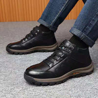 Warme Winterschuhe aus Leder – Schwarz