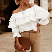 Off-shoulder Geschichtetes Oberteil – Weiß
