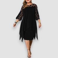 Lorene | Elegantes Midikleid in Übergröße – Schwarz
