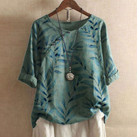 Sunshine - Geblümte Vintage-Bluse – Grün