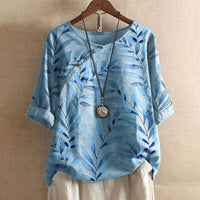 Sunshine - Geblümte Vintage-Bluse – Blau
