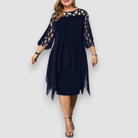 Lorene | Elegantes Midikleid in Übergröße – Blau