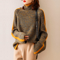 Stylischer Rollkragenpullover für Damen | Gemütlich – Braun / Orange