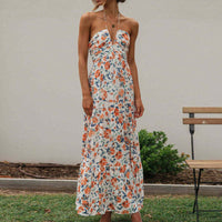 Cecille - Maxikleid mit Blumenmuster – Orange