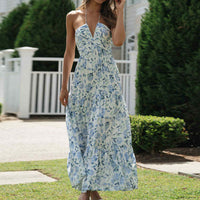 Cecille - Maxikleid mit Blumenmuster – Blau