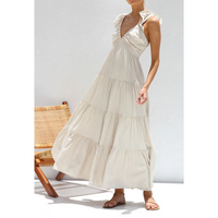 Bella - Ärmelloses Rüschen-Maxikleid – Beige