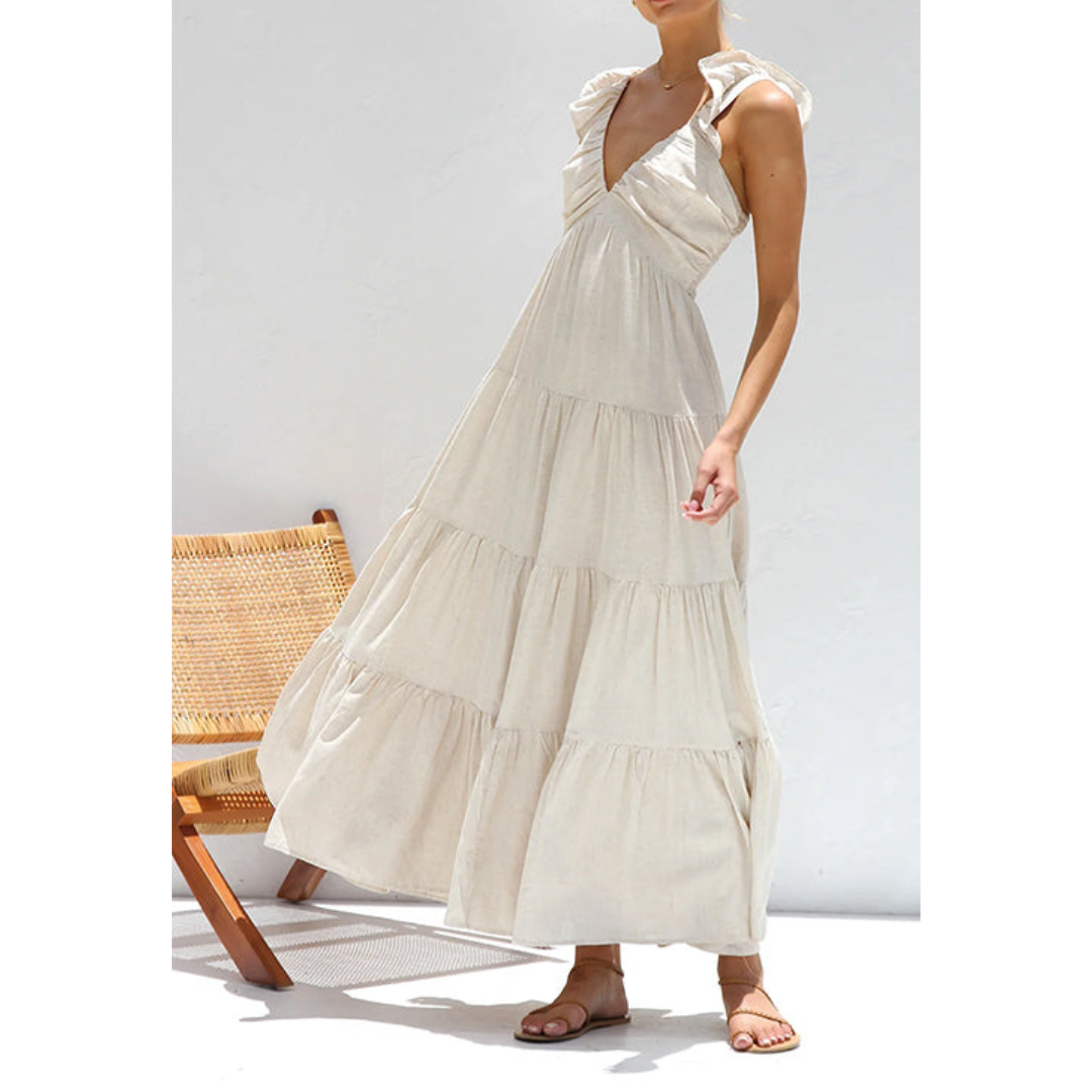 Bella - Ärmelloses Rüschen-Maxikleid