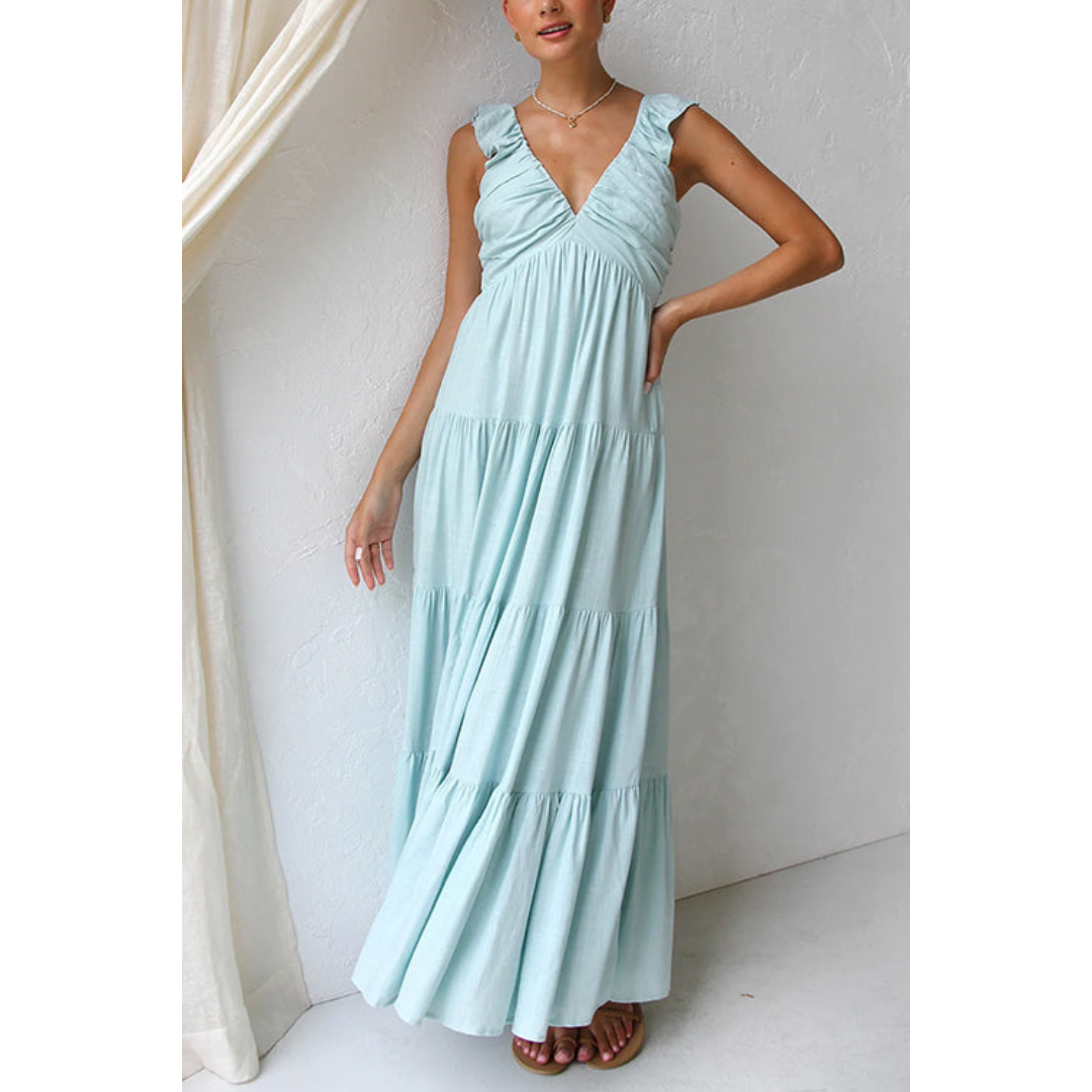 Bella - Ärmelloses Rüschen-Maxikleid
