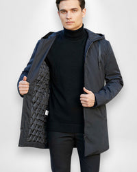 Gefütterter Herren Parka im Pendler-Stil – Schwarz