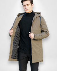 Gefütterter Herren Parka im Pendler-Stil – Braun