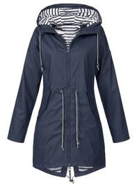 Sabrina | Eleganter wetterfester Regenmantel – Blau