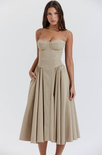 Mirabelle - Elegantes Midi-Kleid – Khaki