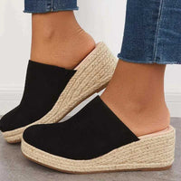 Marga™ | Elegante Sandaletten mit geflochtenem Keilabsatz – Schwarz