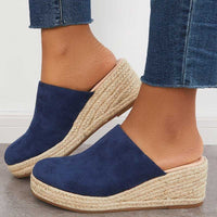 Marga™ | Elegante Sandaletten mit geflochtenem Keilabsatz – Blau