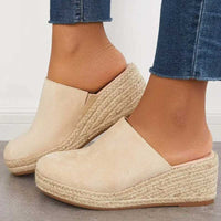 Marga™ | Elegante Sandaletten mit geflochtenem Keilabsatz – Beige