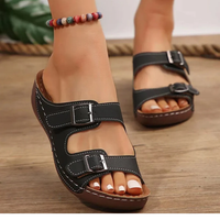 Paisley | Geformtes Fußbett Orthopädisch Sandalen – Schwarz