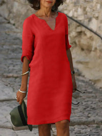 Maria | Elegantes Kleid mit V-Ausschnitt – Rot