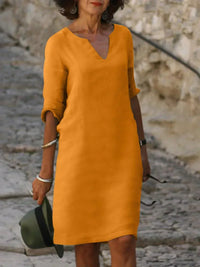 Maria | Elegantes Kleid mit V-Ausschnitt – Orange