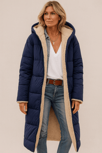 Sophie | Damen Mantel weich luxuriös & wendbar – Marine