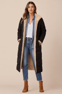 Sophie | Damen Mantel weich luxuriös & wendbar – Schwarz