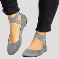 Saskia | Damen Riemchen Ballerinas – Grau