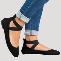 Saskia | Damen Riemchen Ballerinas – Schwarz